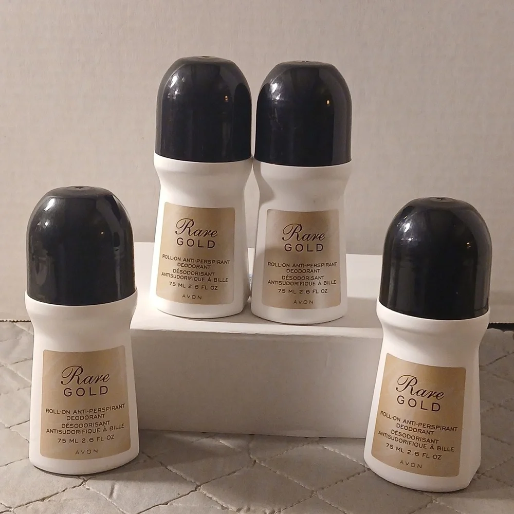 Avon Rare Gold Roll-on Anti-Perspirant 4 Pc Bundle 2.6 FL oz